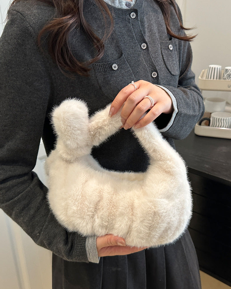 Isla Faux Fur Handbag - White