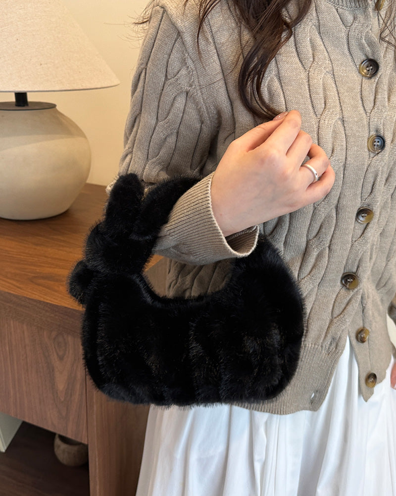 Isla Faux Fur Handbag - Black