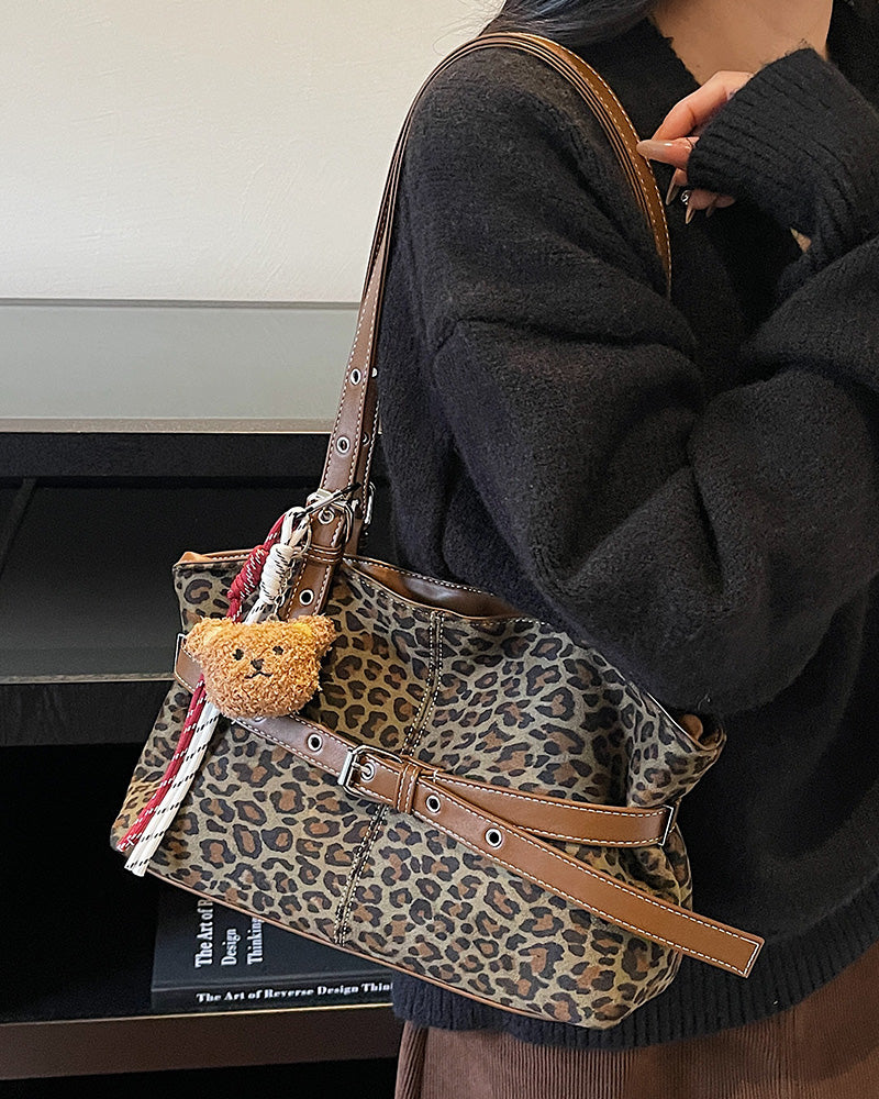 Liana Faux Suede Shoulder Bag - Dark Olive Green