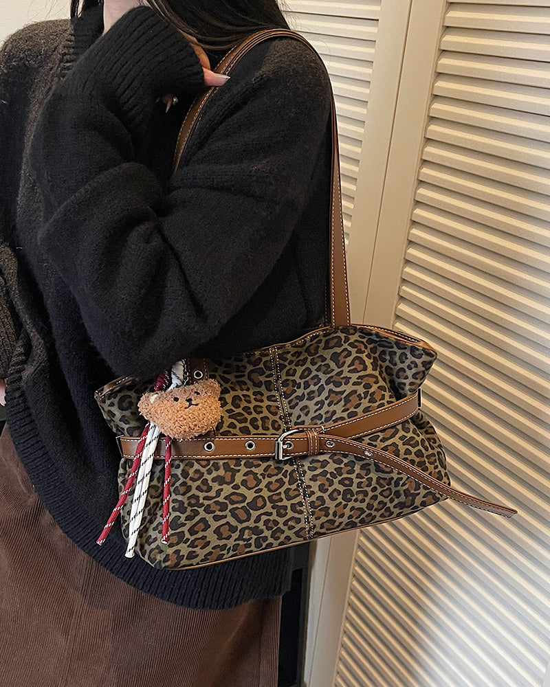 Liana Faux Suede Shoulder Bag - Dark Olive Green