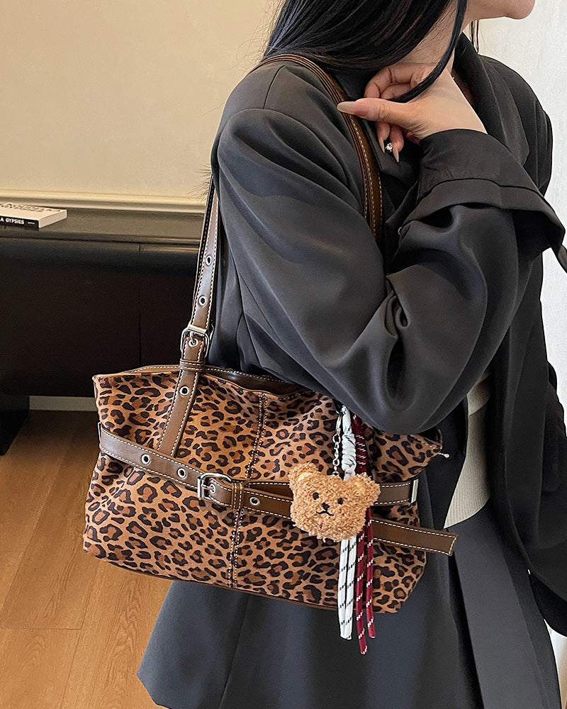 Liana Faux Suede Shoulder Bag - Brown