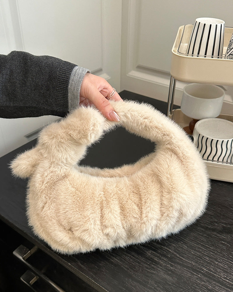 Isla Faux Fur Handbag - Cream