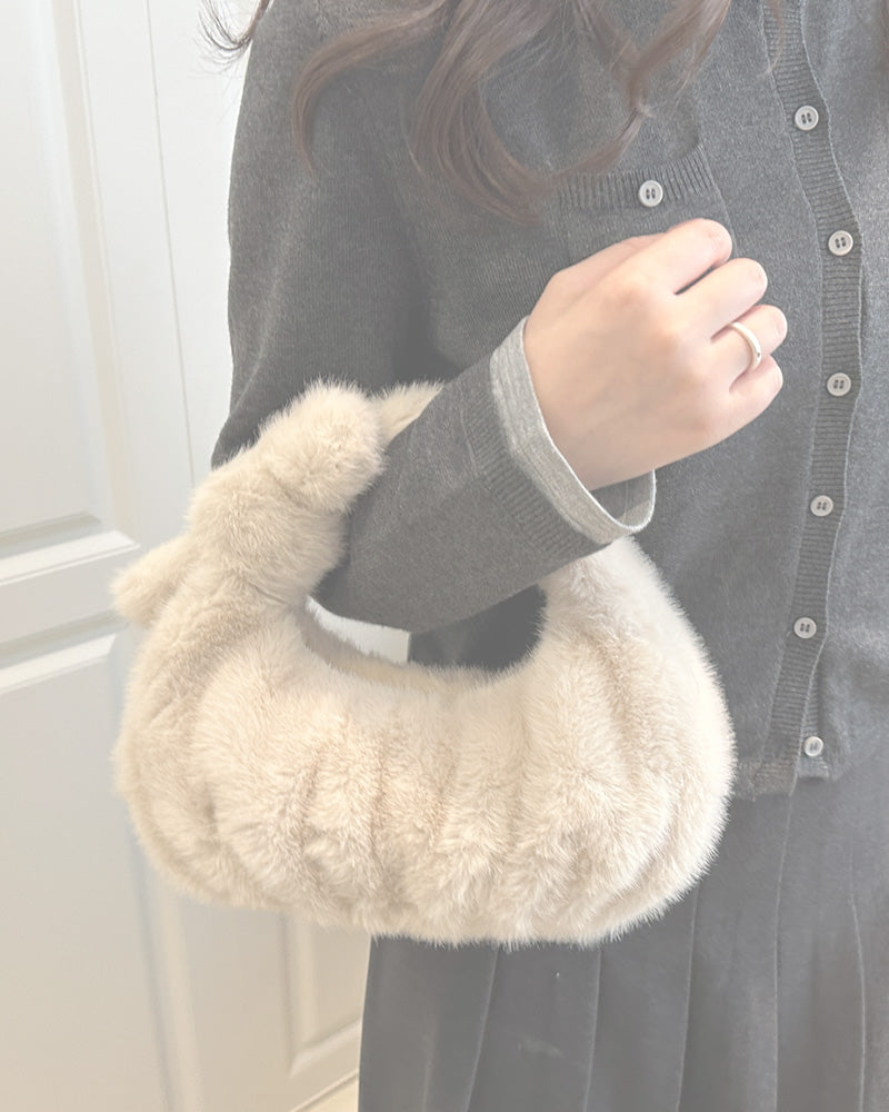 Isla Faux Fur Handbag - Cream