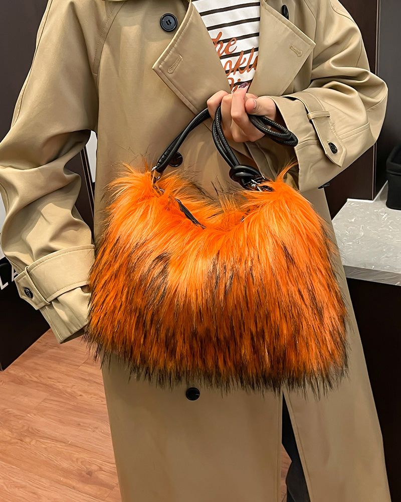 Aurelia Faux Fur Shoulder Bag - Orange