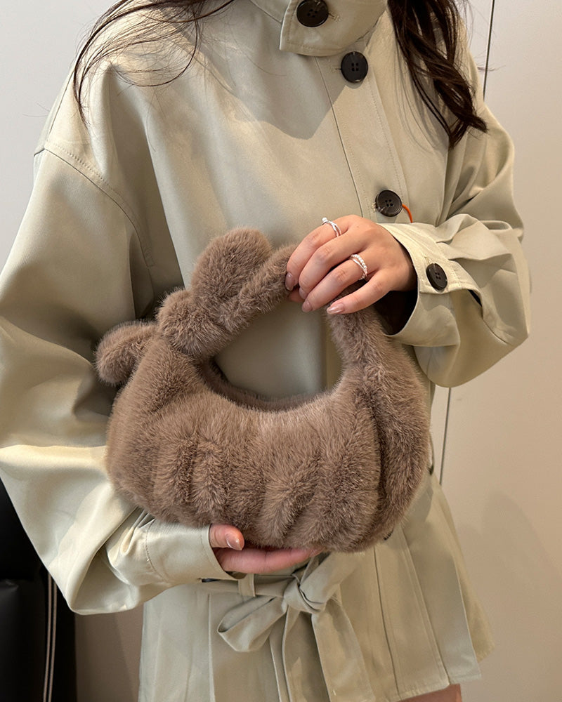 Isla Faux Fur Handbag - Coffee