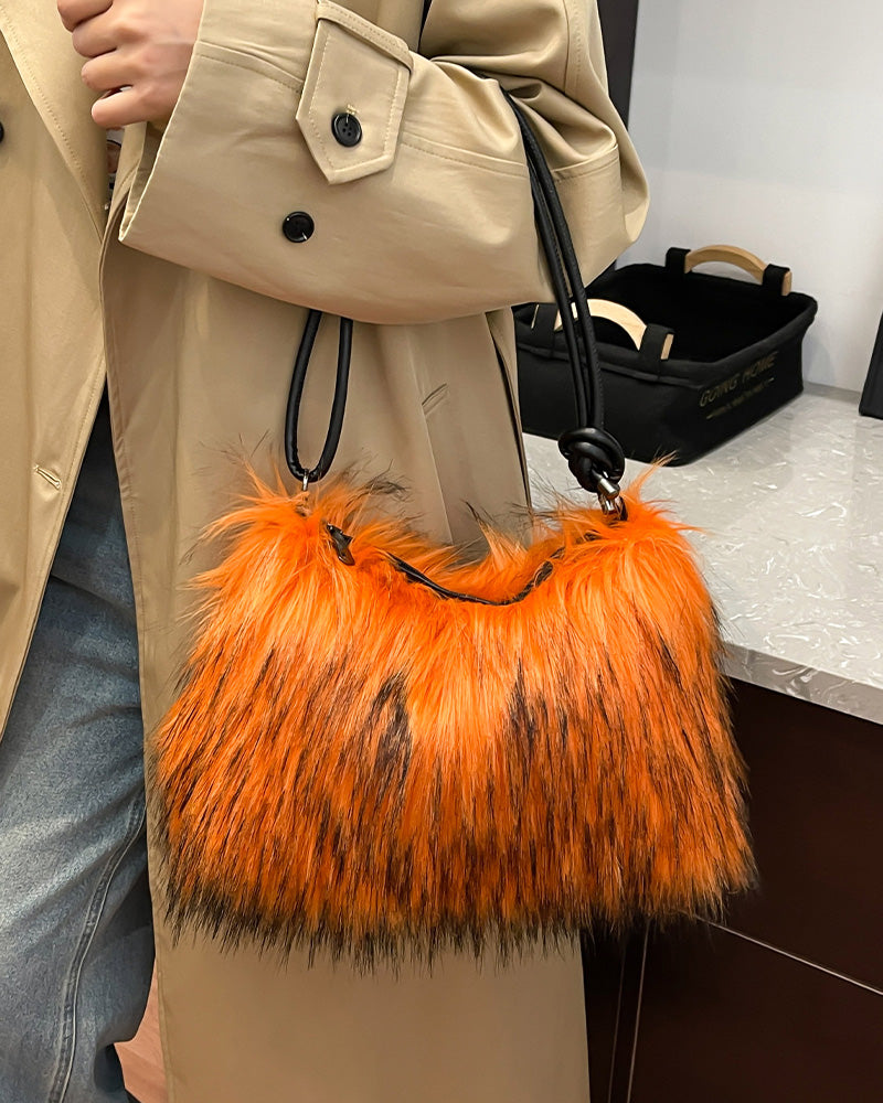 Aurelia Faux Fur Shoulder Bag - Orange