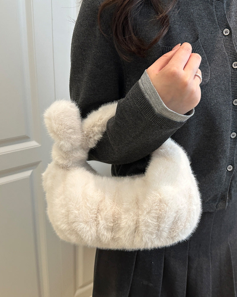 Isla Faux Fur Handbag - White