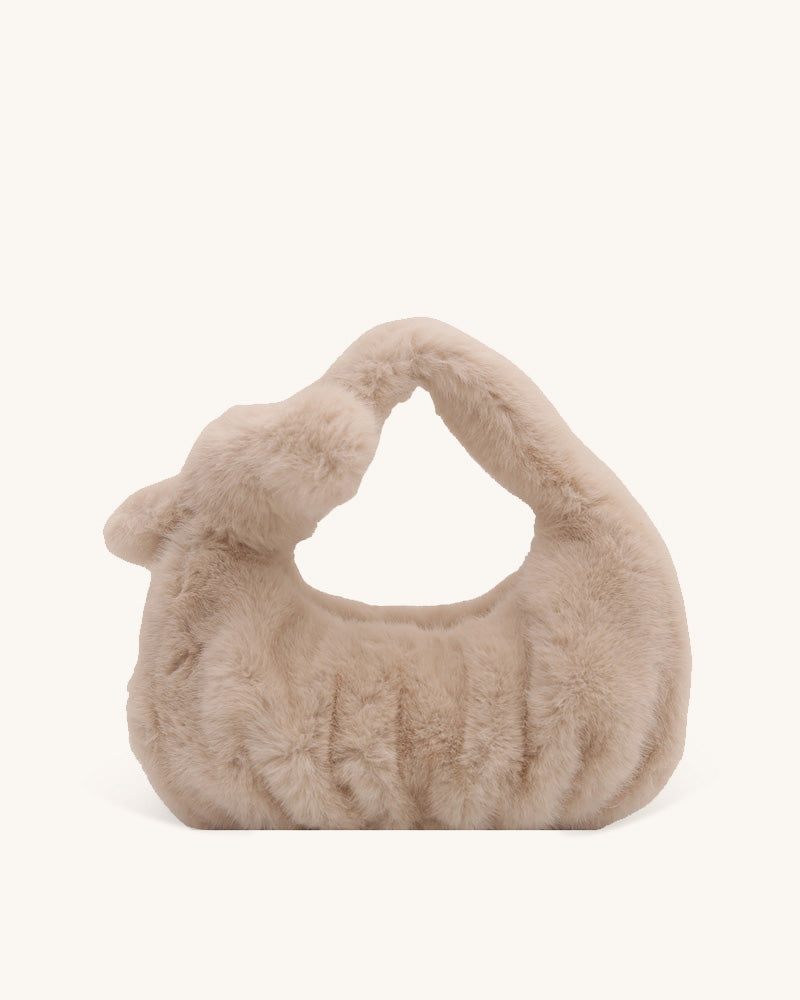 Isla Faux Fur Handbag - Cream