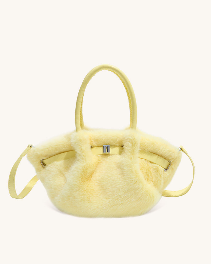 Carys Faux Fur Mini Tote Bag - Yellow