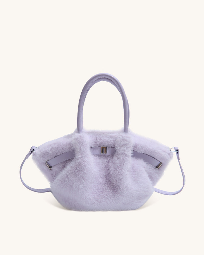 Carys Faux Fur Mini Tote Bag - Purple