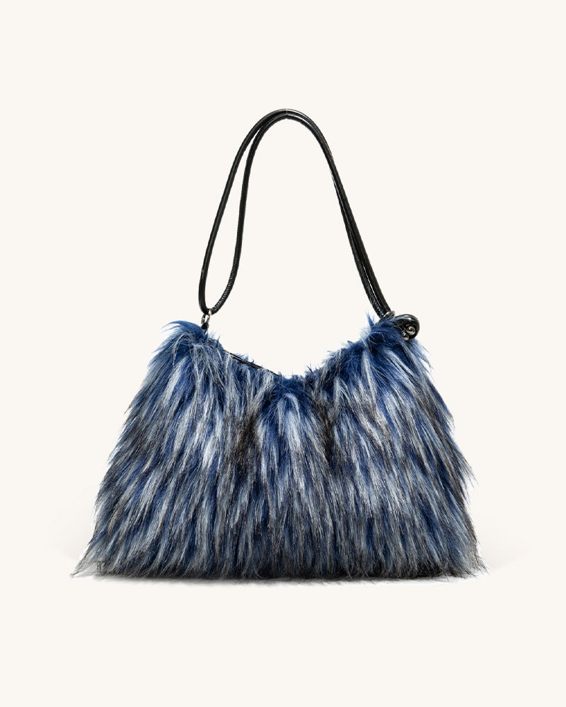 Aurelia Faux Fur Shoulder Bag - Blue