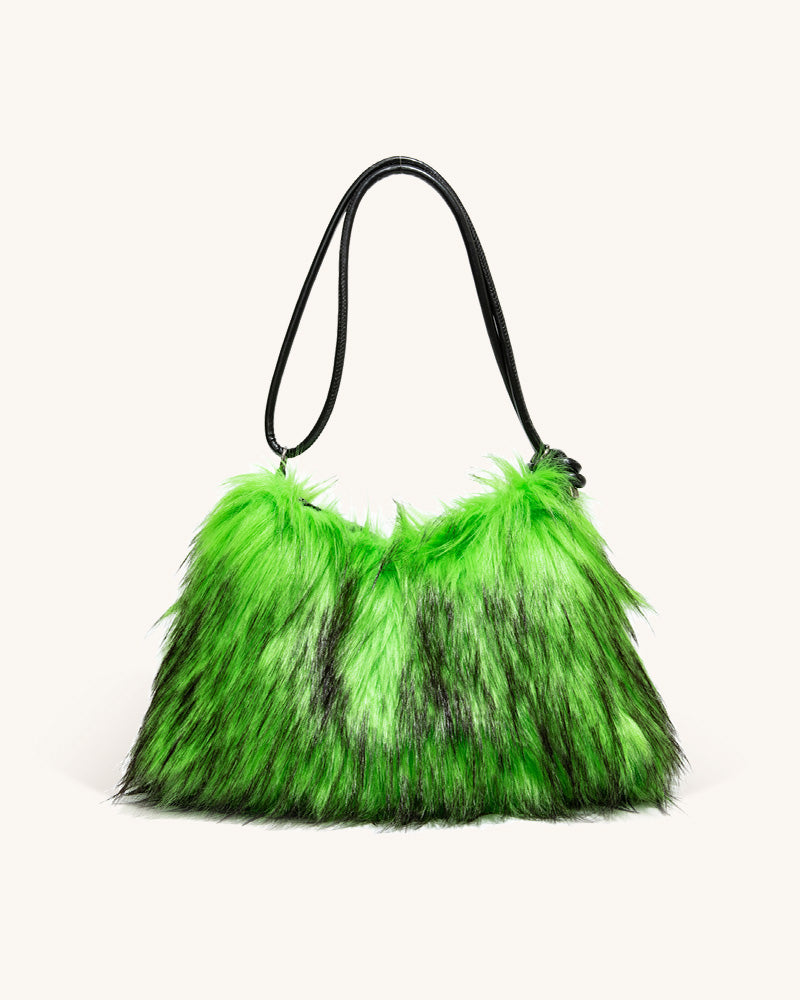 Aurelia Faux Fur Shoulder Bag - Lime Green
