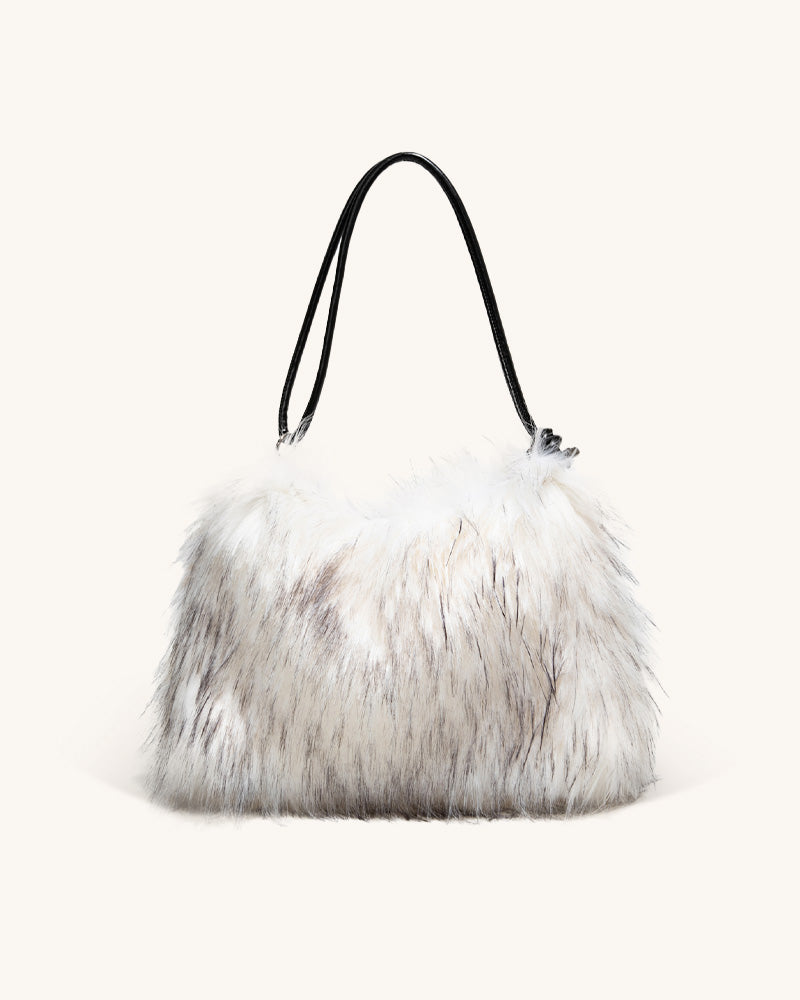 Aurelia Faux Fur Shoulder Bag - White