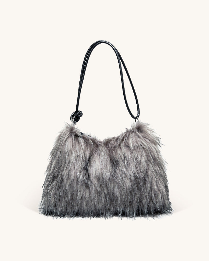 Aurelia Faux Fur Shoulder Bag - Grey