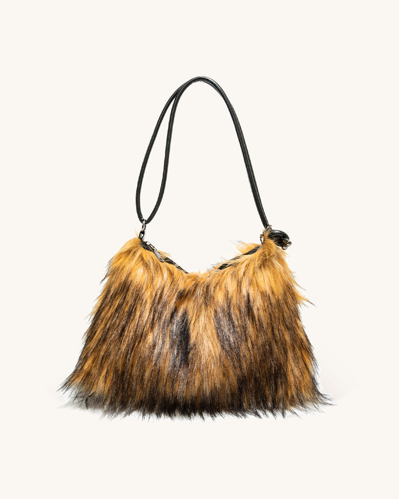 Aurelia Faux Fur Shoulder Bag - Golden Brown