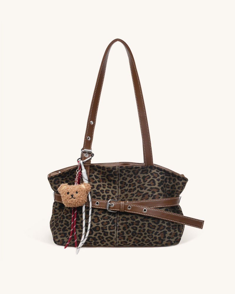 Liana Faux Suede Shoulder Bag - Dark Olive Green