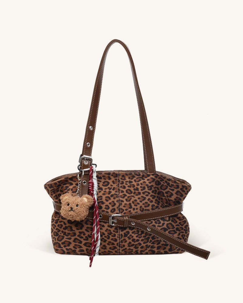 Liana Faux Suede Shoulder Bag - Brown
